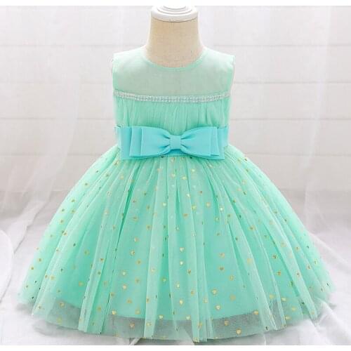 2021 Child Kids Clothes Baptism 1 Year Birthday Dress Baby Girl Lace Princess Dresses Party Dress Heart Pattern Costumes Gown