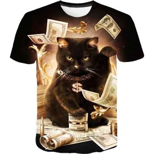 Summer Fashion New Mens Personalized Animal Cute Cat 3d Male/female Printed T-shirt Novelty Short Sleeve Loose Plus Size Tops
