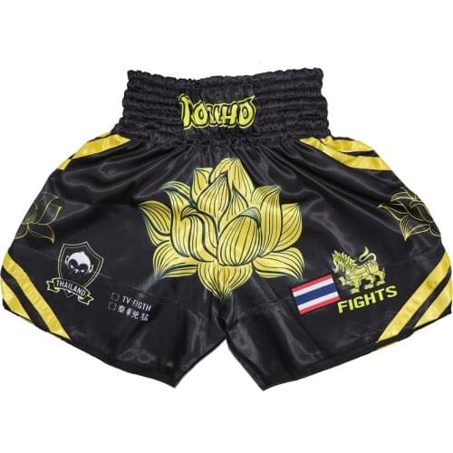 Lotus Print Muay Thai Fight Shorts,MMA Shorts Clothing Training Cage Fighting Grappling Martial Arts Kickboxing Shorts Clothing