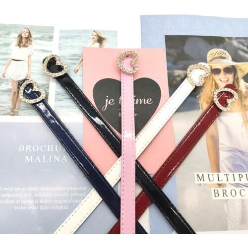 Fashion Trend Casual Dress Waist PU Material Heart Inlaid Alloy Button 1.8cm Ultra Fine Womens Belt