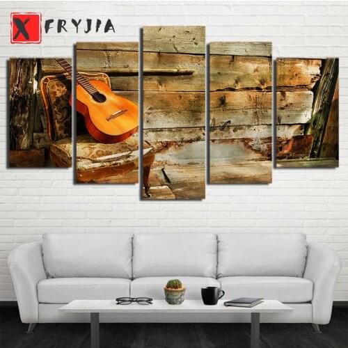 5pcs 5d diy Diamond Painting Wooden Guitar Abstract Full Square Round diamond embroidery Cross stitch Mosaic home decoration
