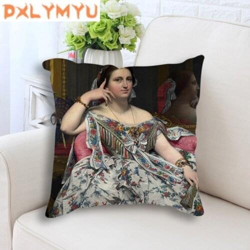 French Character Portrait Painting Printed Cushion Linen Cotton Throw Pillow Nordic Decorative Cushion for Sofa Home Decor