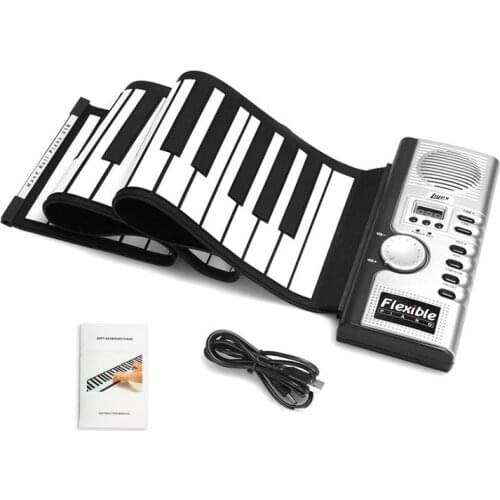 New Flexible Piano 61 Keys Electronic Piano Keyboard Silicon Roll Up Piano Sustain Function USB Port With Loud Speaker