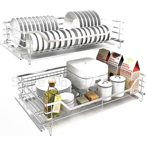 Organizador Almacenaje Armario Platos Mutfak Pantries Stainless Steel Organizer Cuisine Rack Kitchen Cabinet Storage Basket