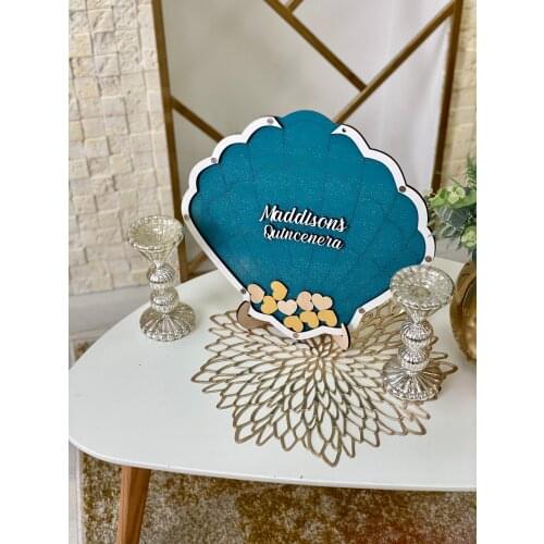 Personalize Shell Shape Alternative Wooden Memory Guestbooks Wedding Signature Decoration Memory