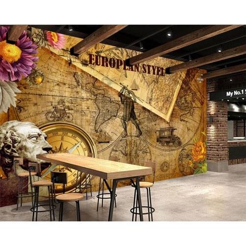 Beibehang Custom wallpaper European vintage retro world map TV background wall living room bedroom background walls 3d wallpaper