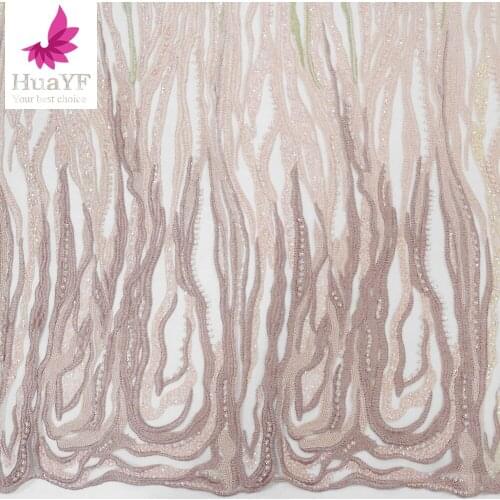 Popular Mesh Embroidery Beaded Lace With Sequins Fabrics HY1163