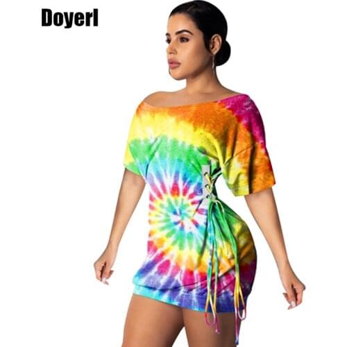 2021 Casual Women Dress Sexy Summer Dress Short Sleeve Drawstring Print Bodycon Mini Night Club Party Dress Vestidos De Fiesta