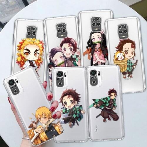 Anime Cartoon Demon Slayer Clear Phone Case for Redmi Note 9S 9 8 10 5G K30 Pro 7 9C 8T 9A 7A 8A 6A K40 9T Mobile Phones Cover