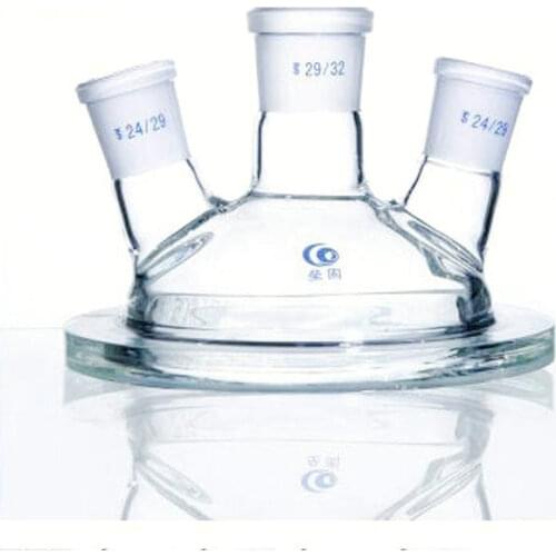Different joint size 150mm Medical Grade Boro Glass 3-neck Glass flask reactor head, Flask reactor head with three mouths