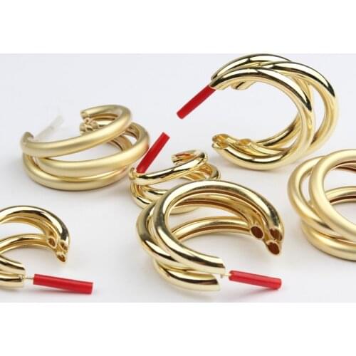 Zinc Alloy Gold C shaped Exaggeration Circle Hoop Base Earring Connector 6pcs/lot For DIY Fashion Earrings Accessories