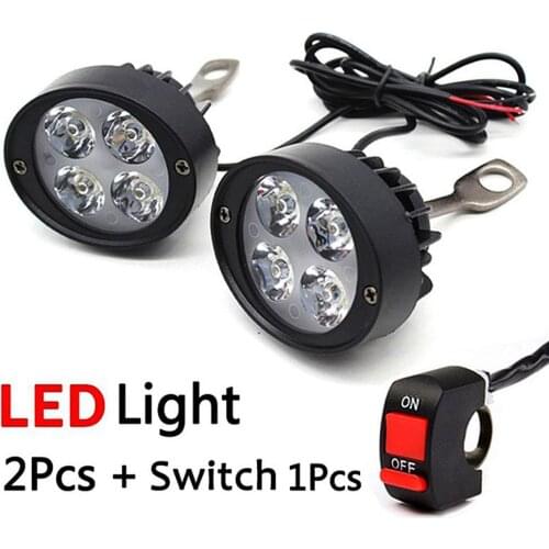 2Pcs LED Motorcycle Headlight Motorbike Mirror Mount Driving Spotlight Fog Lamp Motorcycle Accessories