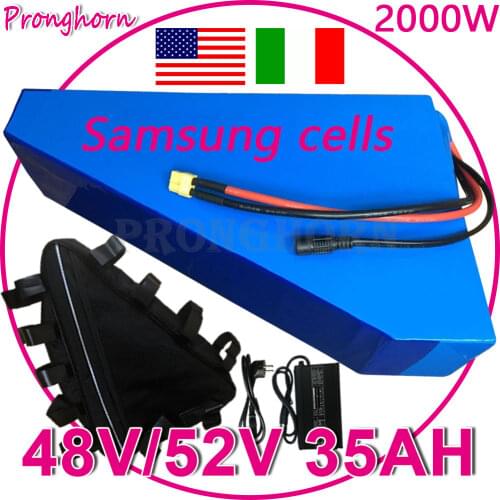 Duty Free Triangle Battery 48V 52V 13Ah 15Ah 18Ah 20Ah 25Ah 30Ah 35Ah E-bike Samsung Battery for 2000W 1500W 1000W Bafang TSDZ2