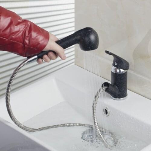 Pull Out Bathroom Sinks Faucet Chrome Deck Mounted Mixer Basin Tap Solid Brass Bathroom Sink Faucet 97010