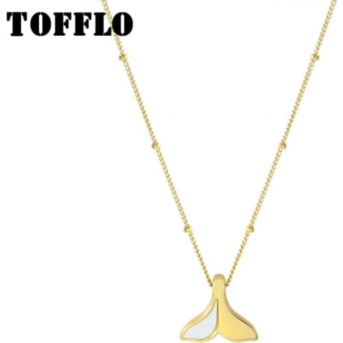 TOFFLO Stainless Steel Jewelry Mermaid Tail Shell Necklace Dolphin Clavicle Chain Female Lovely Chain BSP696