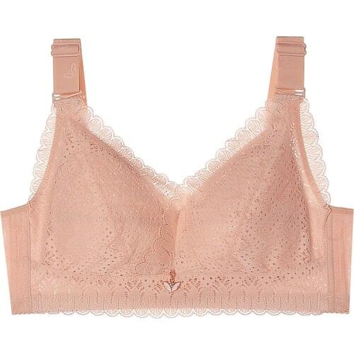 No Rims No sponge Sexy Lingeries Full Cup Women bras plus size 52 120CDE Lace cutout flower womens underwear