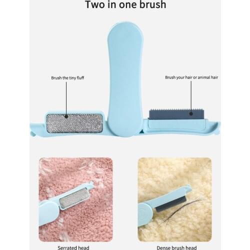 1PC Folding Lint Remover Double Brush Head Clothes Stripper Dehairing Clothes Sheets Sofa Car Cushions Pet Hair Remover Reusable
