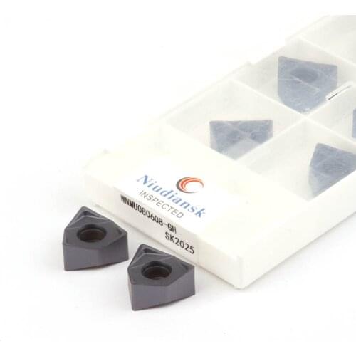 10Pcs WNMU080608-GM SK2025 WNMU080608-GH SK5115 4025 CNC Lathe Milling Cutter Carbide Blades For Machine Tool Thick Cutting Edge