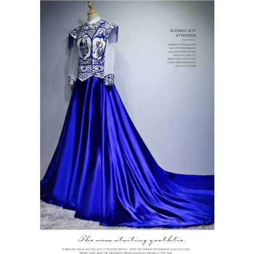 100%real masquerade royal blue traditional cosplay court long dress stage/stuido Gown queen Victorian