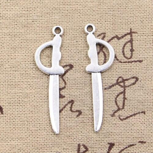 15pcs Charms Sword Fencing 39x10mm Antique Silver Color Pendants Making DIY Handmade Tibetan Finding Jewelry