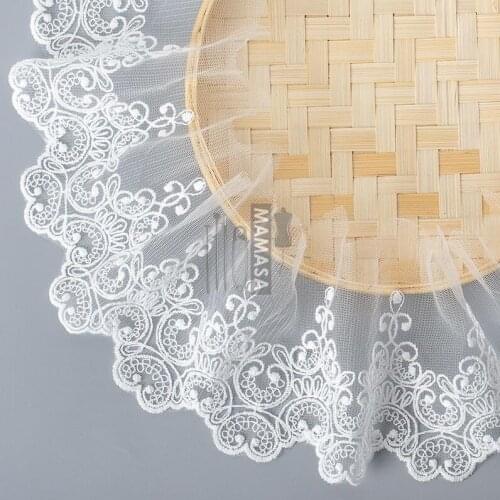 2 Yards White cotton embroidered fabric mesh lace Garment lace trims trimmings DIY Sewing accessories