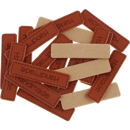 20pcs Handmade PU Leather Label Sew on Labels Engraved Tag Clothes Accessory