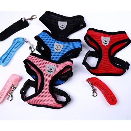 2017 Fashion Adjustable Pet Puppy Control Harness Teddy Cat Harness Leash Walk Collar Comfort Strap Vest Clothes Size S M L