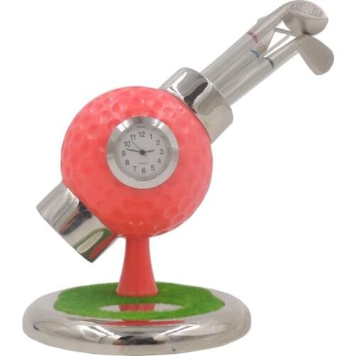 3pcs Golf Ballpoint Pen Original Design Golf Ball with Clock stand for Desk Ornaments Gifts Golf Hobbyist Gifts