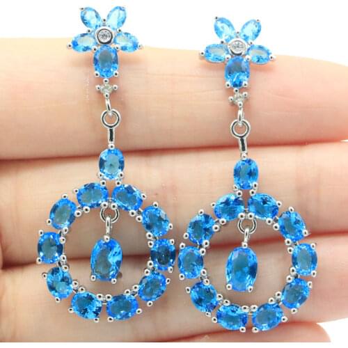 38x13mm Gorgeous Created Green Peridot White Zircon Gift For Ladies Silver Earrings