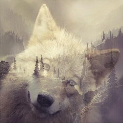 5D DIY Full Square Diamond embroidery"Timberwolves"Cross Stitch Rhinestone Diamond Painting Mosaic Decor Gift