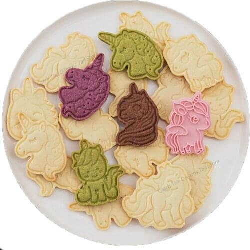 6-piece Set Of Unicorn Biscuit Mold Plastic 3d Stereo Cartoon Baking Household Cute Pressing Frosting Sugar Turning Mold
