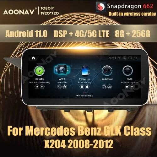 8+256GB Android 11.0 Snapdragon 662 car radio GPS For Mercedes Benz GLK Class X204 2008-2012 multimedia player