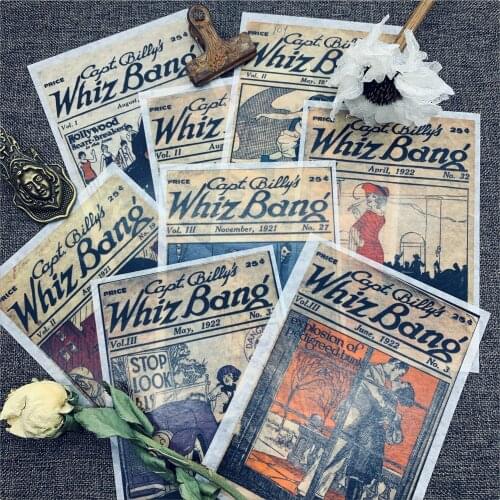 8pcs A6 junk journal Sticker magazine washi paper Background Vintage handbook stickers aesthetic bullet journal adesivi