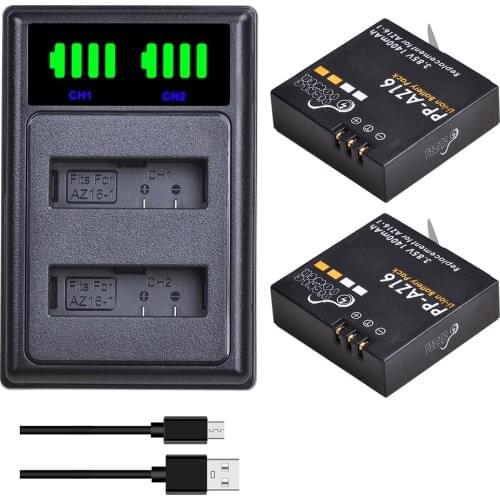 For Original Xiaomi Yi II yi 4k 4k Battery AZ16-1 AZ16-2 Battery + LED Dual Charger for Xiaoyi Yi Lite YI 360 VR Action Camera