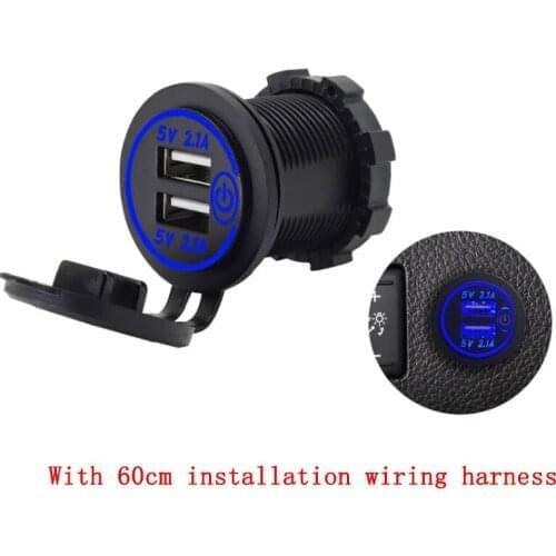 1PC car charger motorcycle car charger dual USB mobile phone 4.2A round fast charger waterproof