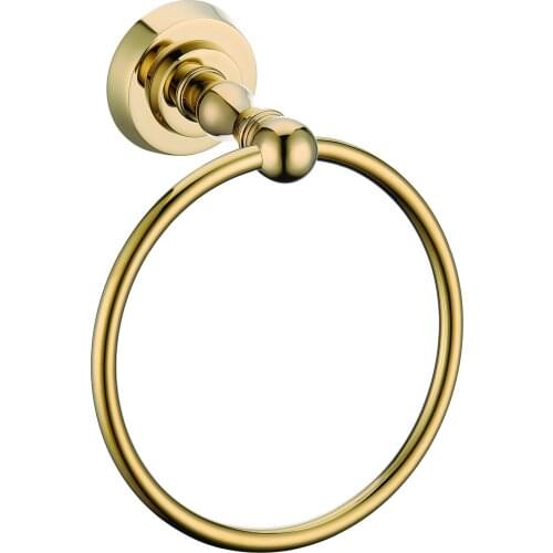Free shipping Gold finish round base towel ring New
