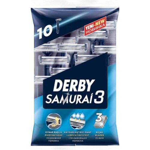 Derby Samurai 3 Three Blades Razor 1 Pack - 10 PCS