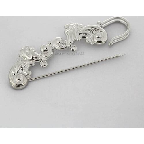 62x15mm Blank Brooch Bases Filigree Flower with 3 Loops Kilt Pins Clips Brooches Pins Settings Findings Multi-color Plated Bulk