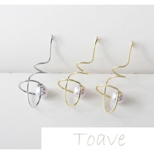 Color retention electroplating zinc alloy S line pearl diy earring material accessories