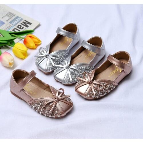 Infant Kids Baby Girls Sandals Bling Pearl Crystal Bowknot Princess Shoes Shining Rhinestones Casual Shoes For Party Wedding