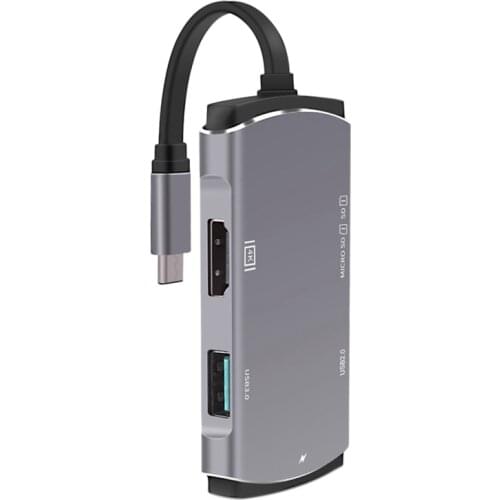 5-In-1 Type-C Docking Station USB Splitter for High-Definition 4K Output USB Transmission SD/TF Card Reader