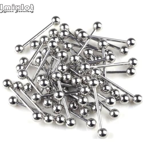 Imixlot 10PC 15G 16G 18G Black Gold Silver Color Long Industrial Barbell Ring Tongue Nipple Bar Tragus Ear Piercing Body Jewelry
