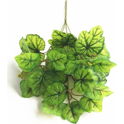 Artificial begonia plants 5 forks green grapes leaves potted flower fake greenery faux plants wedding home hotel decor
