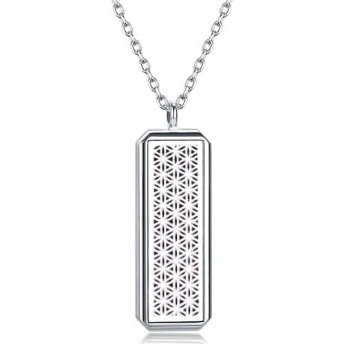 Kaleidoscope Pattern Perfume Locket Pendant Stainless Steel Fashion Aromatherapy Essential Oil Diffuser Locket Necklace Jewelry