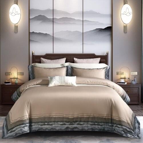 1000TC Luxury Egyptian Cotton Embroidery Bedding Set Soft Queen King Size Bedding Sets Bed Sheet Cover Linen Bed Set Duvet