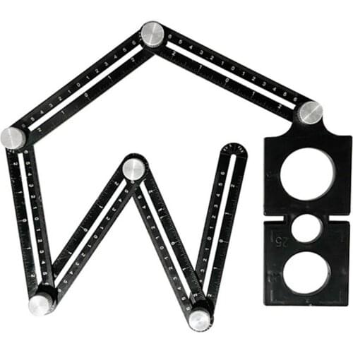 Square Ruler Woodworking Tool Drill Guide Ruler Measuring Tool Aluminum Alloy Six Folding Ruler Tile Opening Positioner Tools