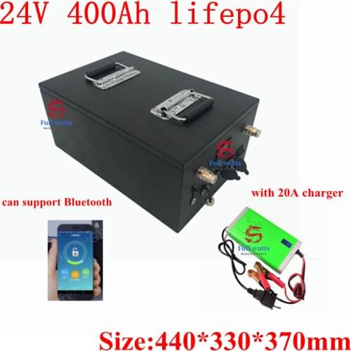24V 400AH lifepo4 lithium Battery bluetooth APP 8S BMS for 2400W motorhomes Solar energy storage inverter + 20A Charger