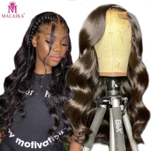 Malaika NC Loose Body Wave Lace Frontal Wig Brazilian 13x4 Lace Human Hair Wigs For Black Women 30inch 180 Density Remy Hair Wig