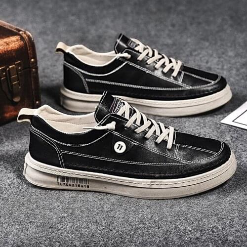 Mens shoes autumn new casual dress PU leather shoes British sports shoes fashion mens waterproof non-slip black shoes