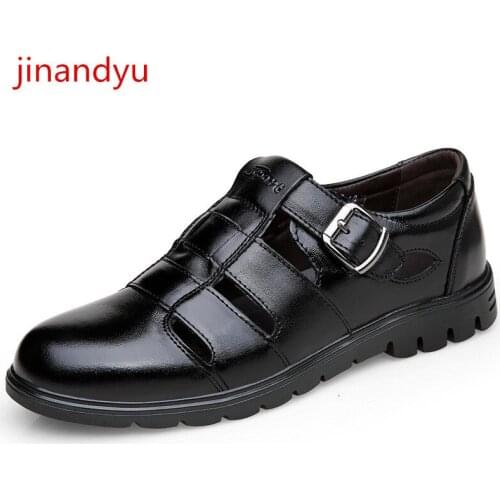 Hollow Out Mens Shoes Genuine Leather Casual Shoes Business Mens Summer Fashion Sandalias Hombre Comfy Sports Shoes for Male